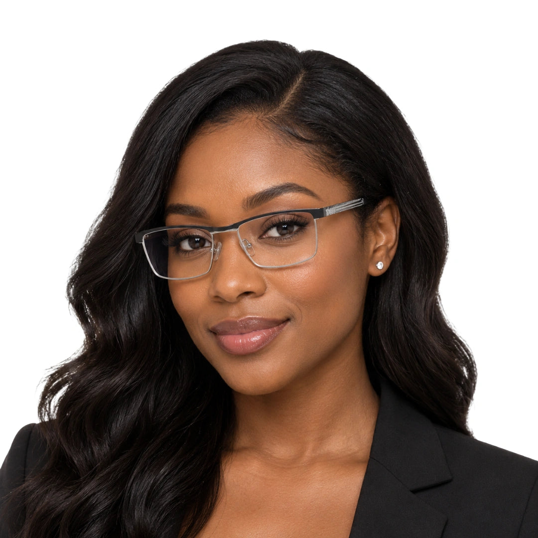 FARENHEIT 4047 | Semi-Rimless Rectangle Prescription Eyeglasses-zoom-8