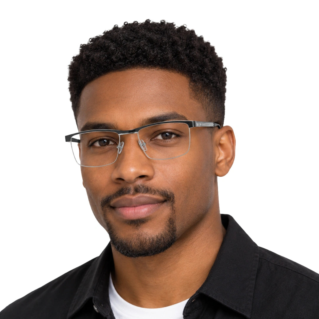 FARENHEIT 4047 | Semi-Rimless Rectangle Prescription Eyeglasses-9