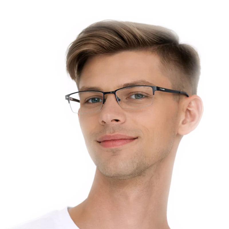 Fashion Style Visionary Optical Frame - Black Metal Rectangular Eyeglasses-zoom-