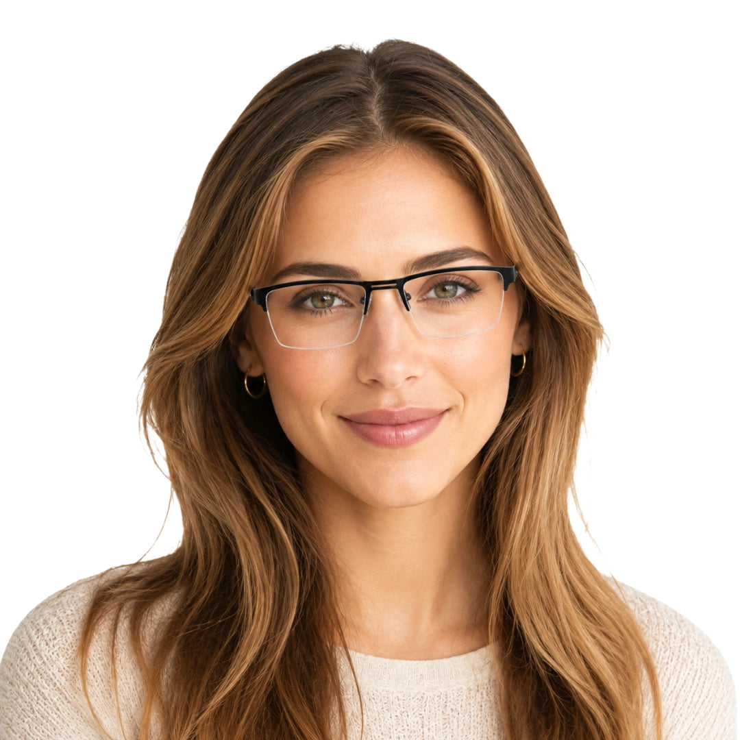GREY JACK 8001 | Half-Rim Rectangular Prescription Eyeglasses-zoom-6