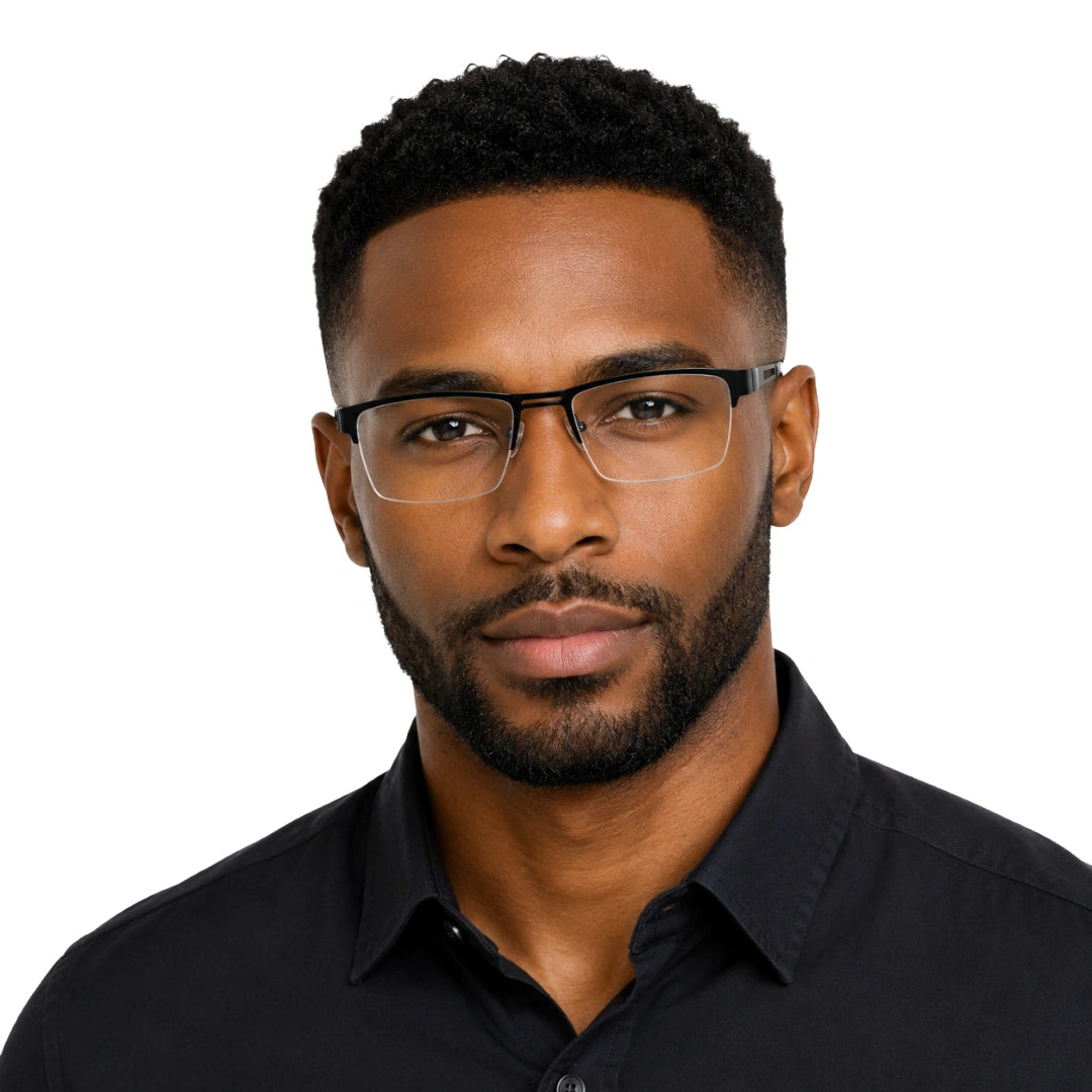 GREY JACK 8001 | Half-Rim Rectangular Prescription Eyeglasses-zoom-9