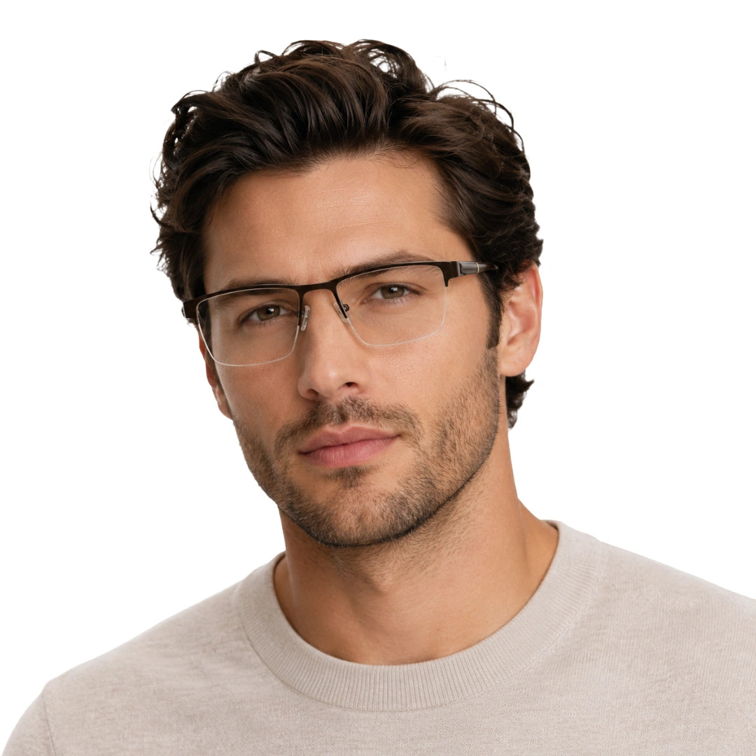 GREY JACK 58008 | Classic Semi-Rimless Rectangle Eyeglasses-zoom-16