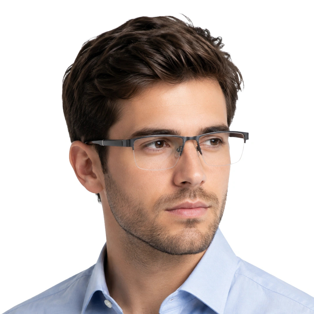 GREY JACK 58008 | Classic Semi-Rimless Rectangle Eyeglasses-zoom-27