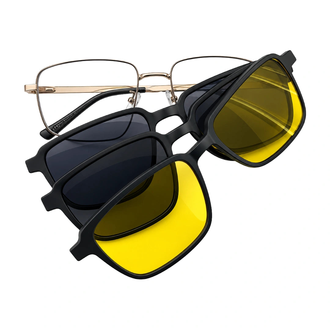 Grey Jack CL202 | Rectangular Prescription Eyeglasses with 3 Clip-On Lenses-2