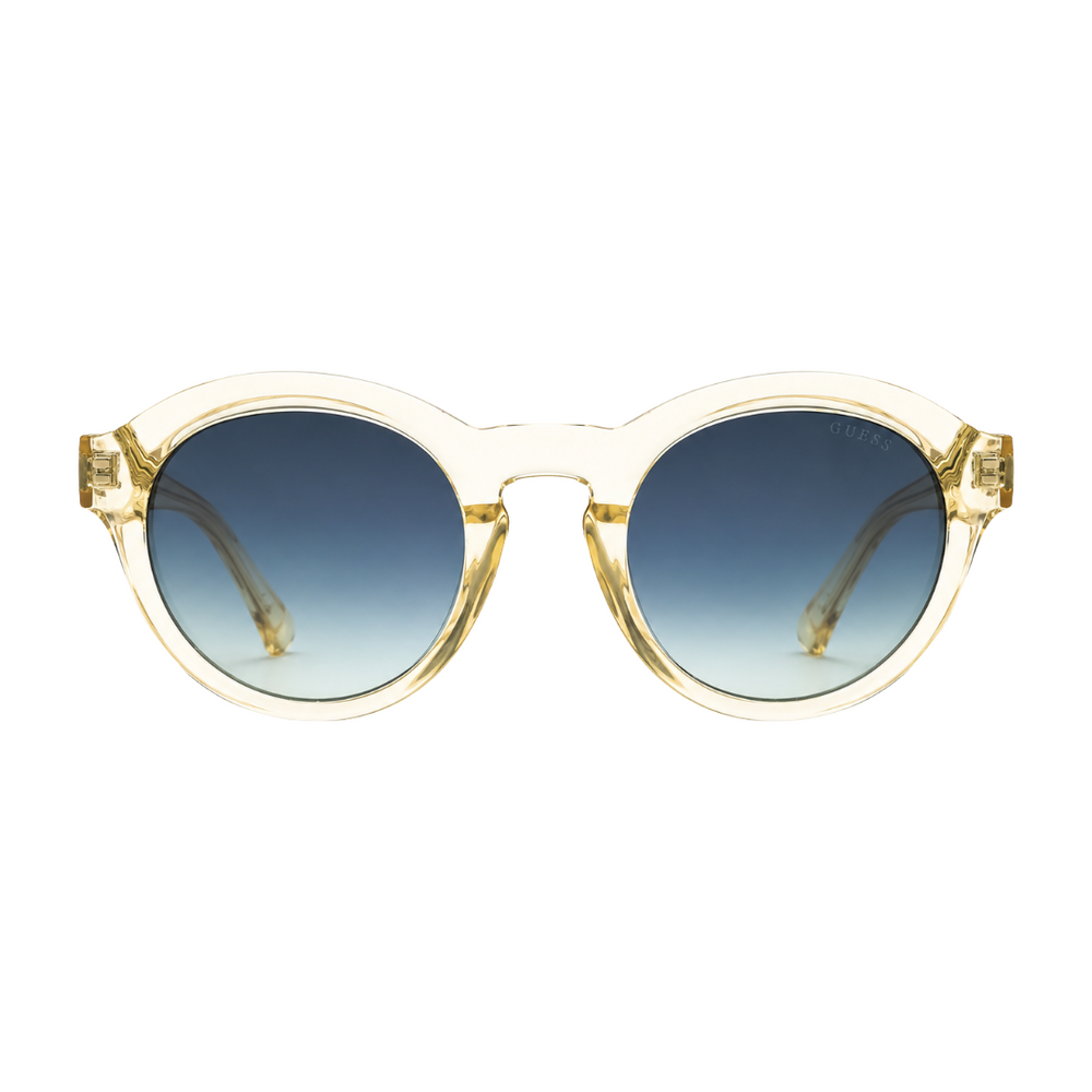 Guess GU00205 Round Sunglasses – Crystal Yellow Frame / Blue Gradient Lens