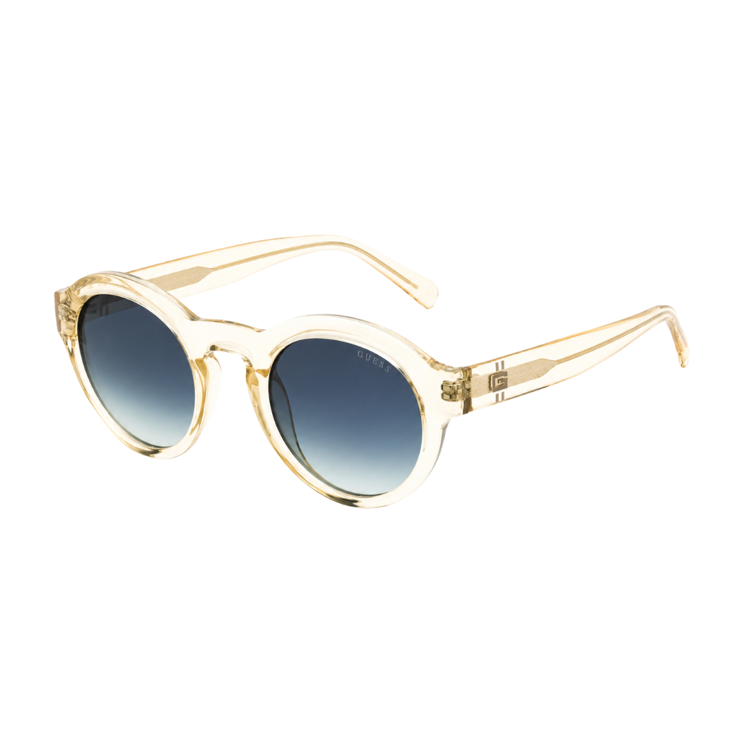 Guess GU00205 Round Sunglasses – Crystal Yellow Frame / Blue Gradient Lens