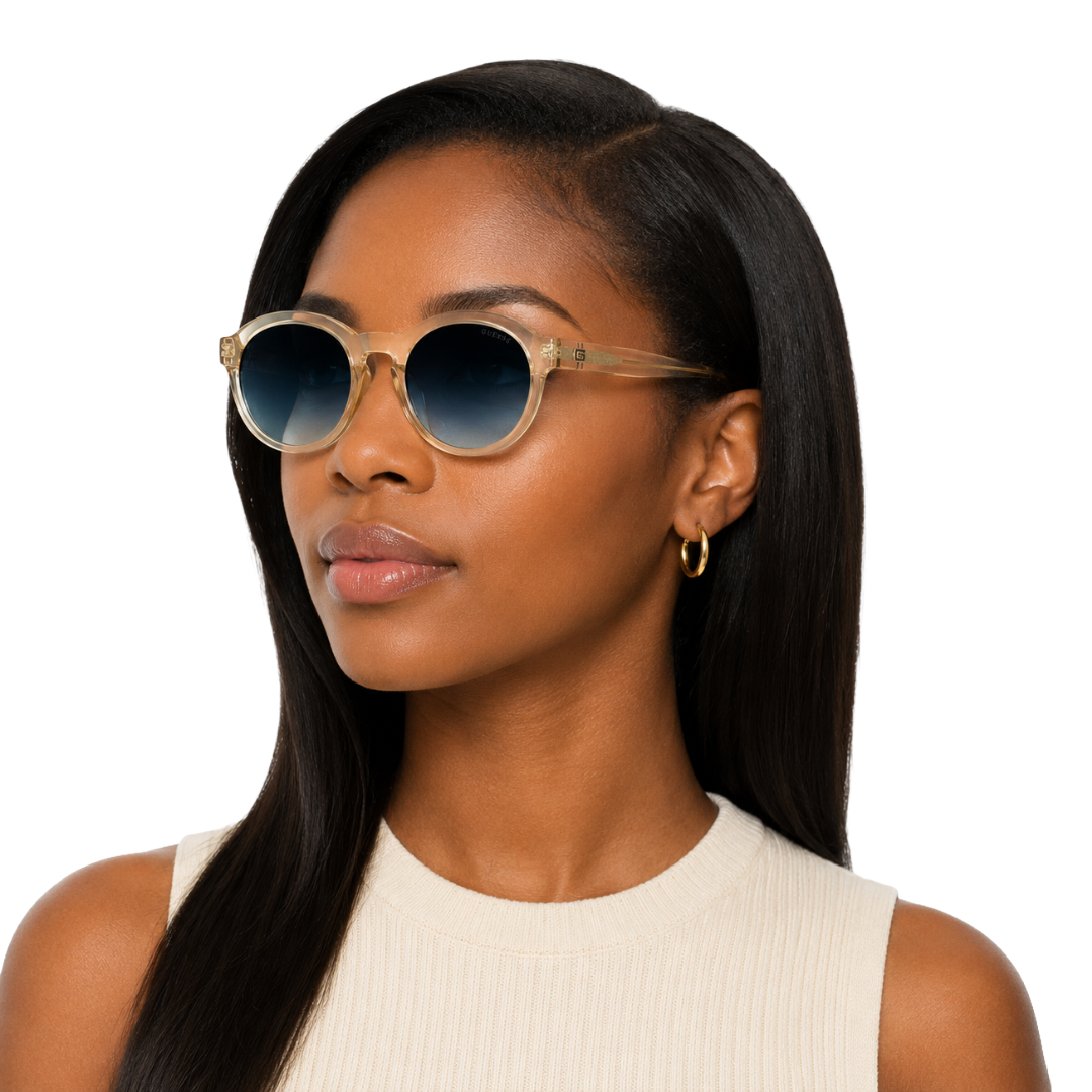 Guess GU00205 Round Sunglasses – Crystal Yellow Frame / Blue Gradient Lens-8