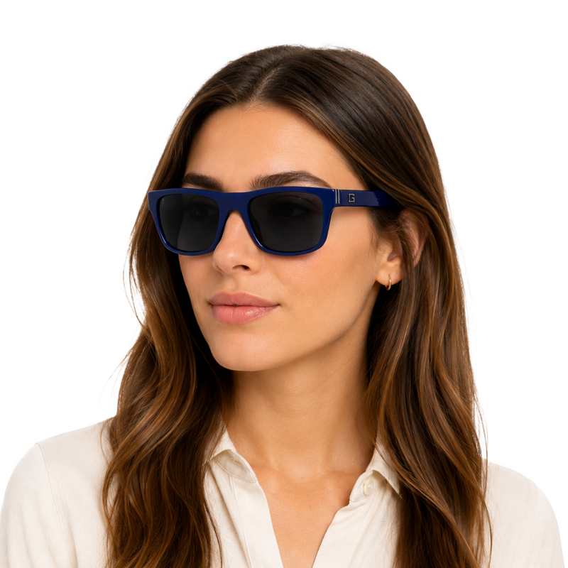 Guess GU00276 Rectangular Sunglasses – Blue Frame / Smoke Lens-zoom-