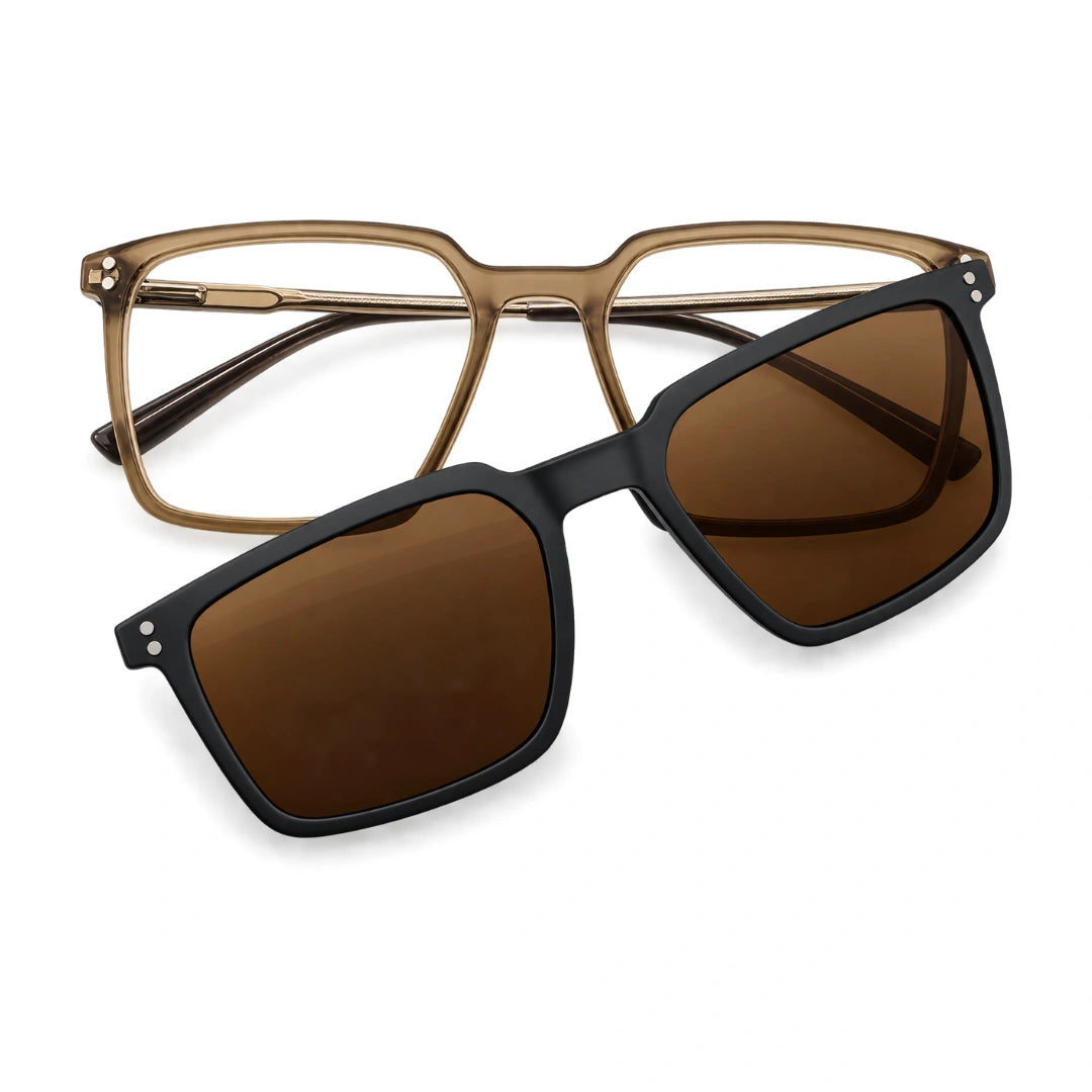 Zoe Miller HIT404 | Structured Rectangle Eyeglasses with Sun Clip-42