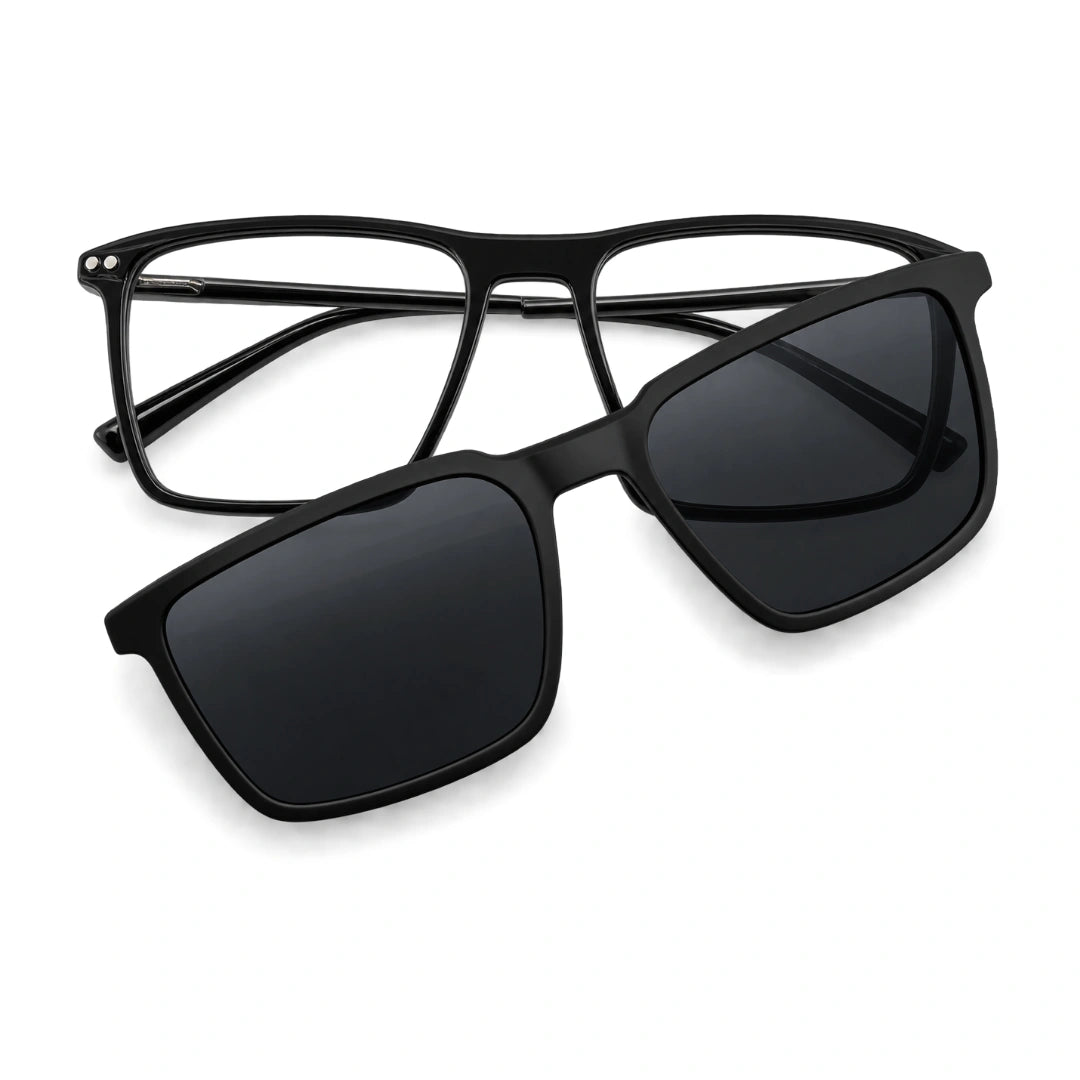 Zoe Miller HIT404 | Structured Rectangle Eyeglasses with Sun Clip-zoom-12