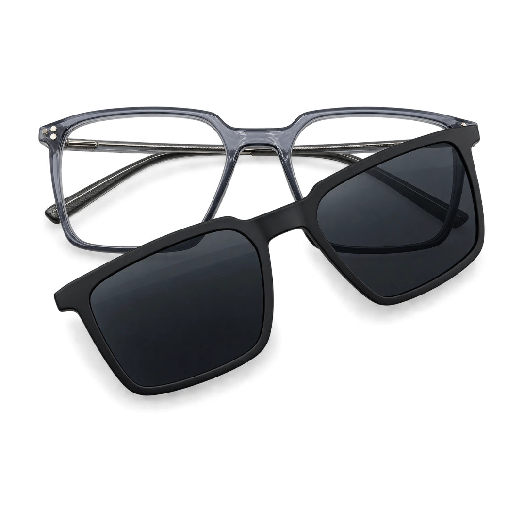 Zoe Miller HIT404 | Structured Rectangle Eyeglasses with Sun Clip-22
