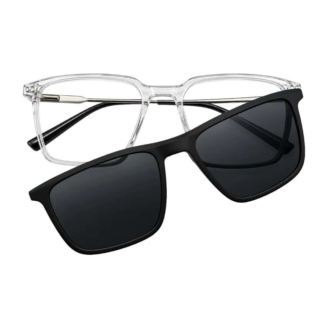 Zoe Miller HIT404 | Structured Rectangle Eyeglasses with Sun Clip-zoom-2