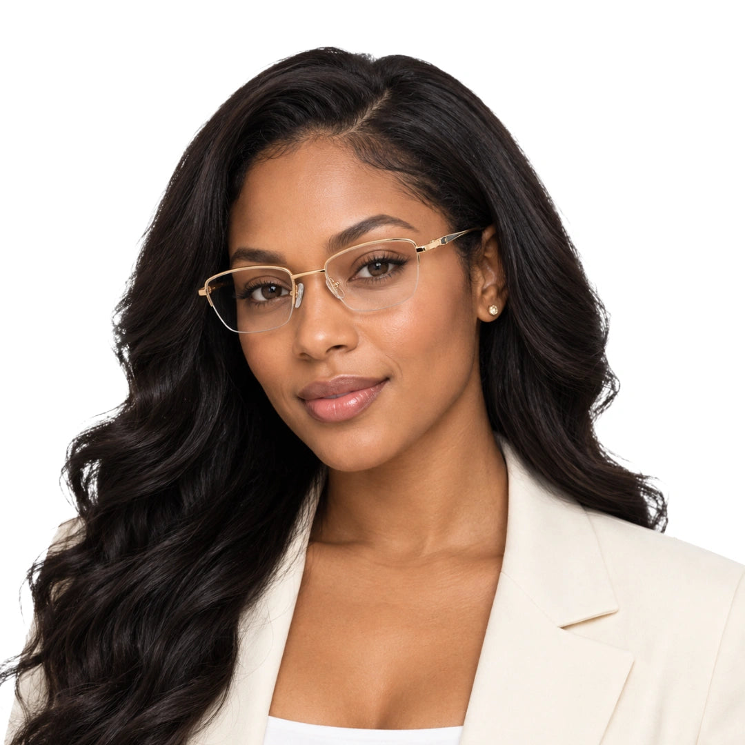 HEART 252107 | Clean-Line Rectangle Half-Rim Optical Eyeglasses-15