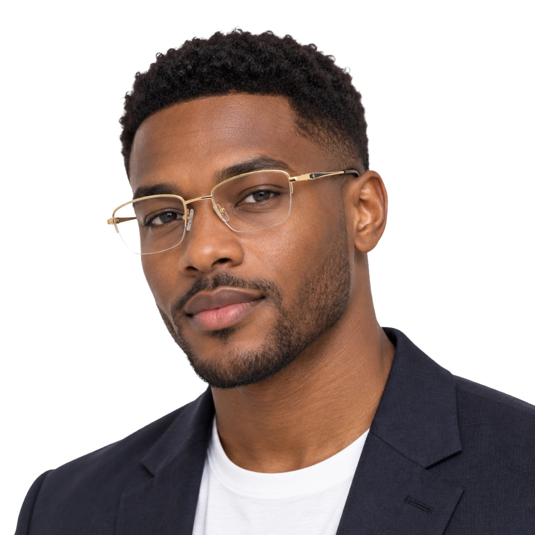HEART 252107 | Clean-Line Rectangle Half-Rim Optical Eyeglasses-16