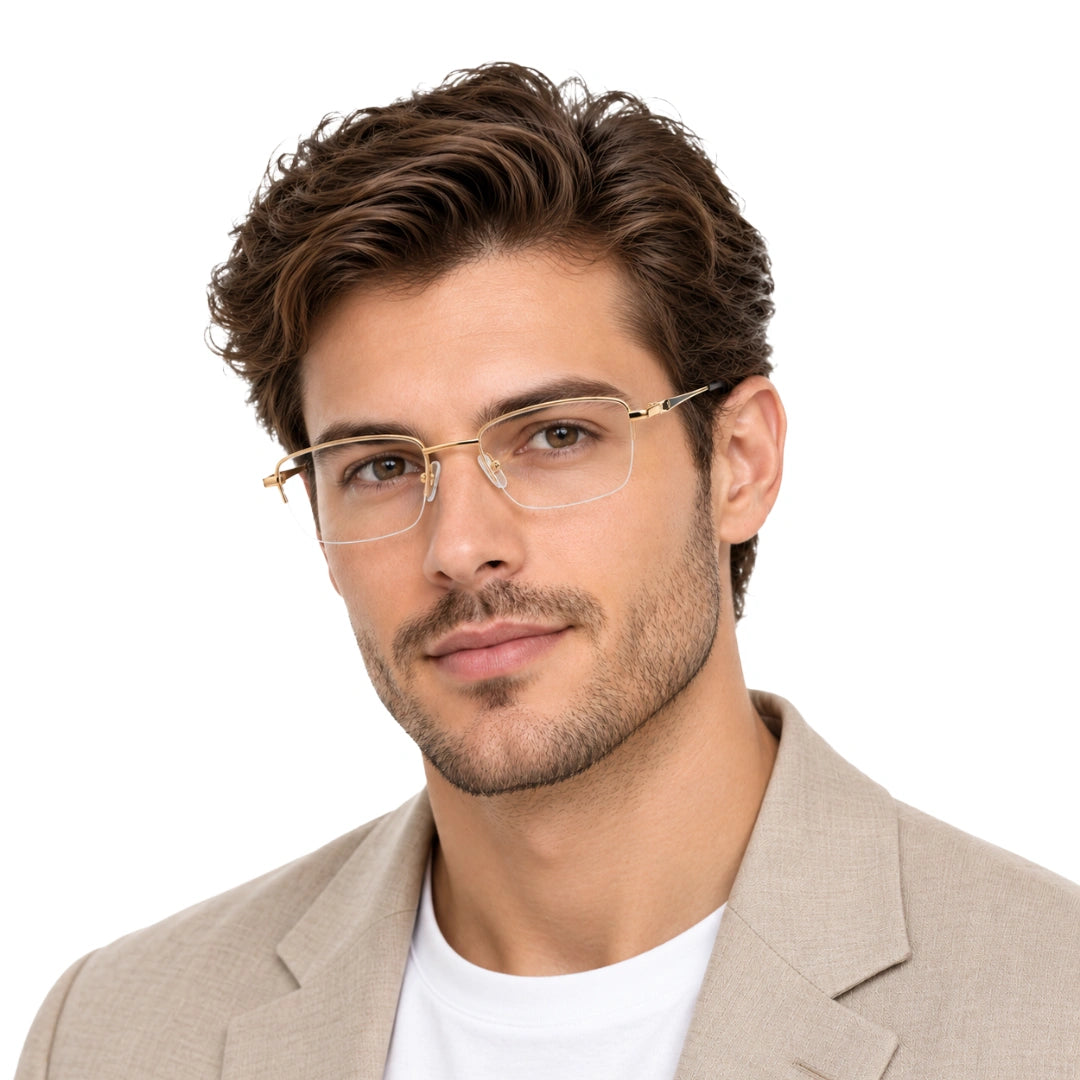 HEART 252107 | Clean-Line Rectangle Half-Rim Optical Eyeglasses-zoom-18