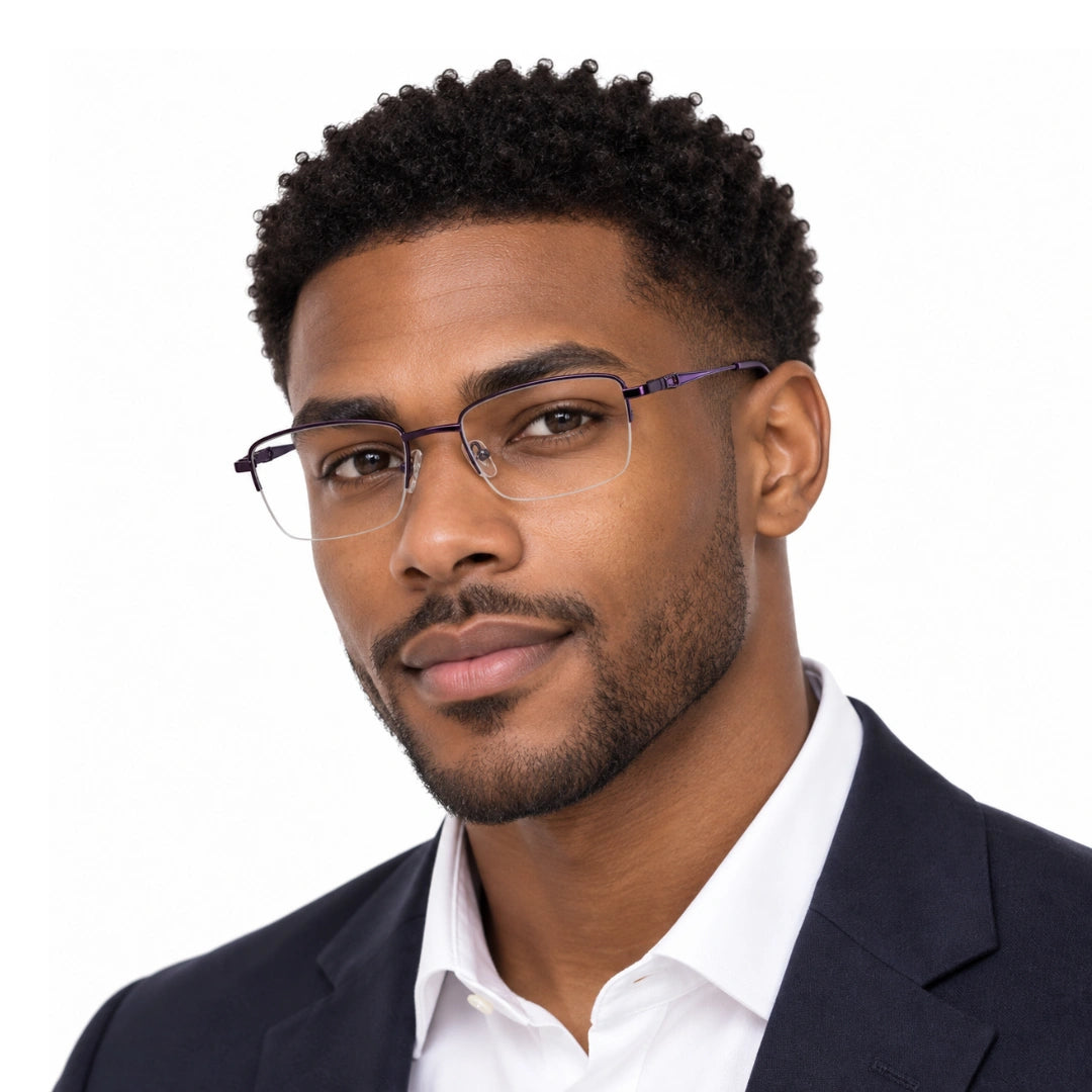 HEART 252107 | Clean-Line Rectangle Half-Rim Optical Eyeglasses-7