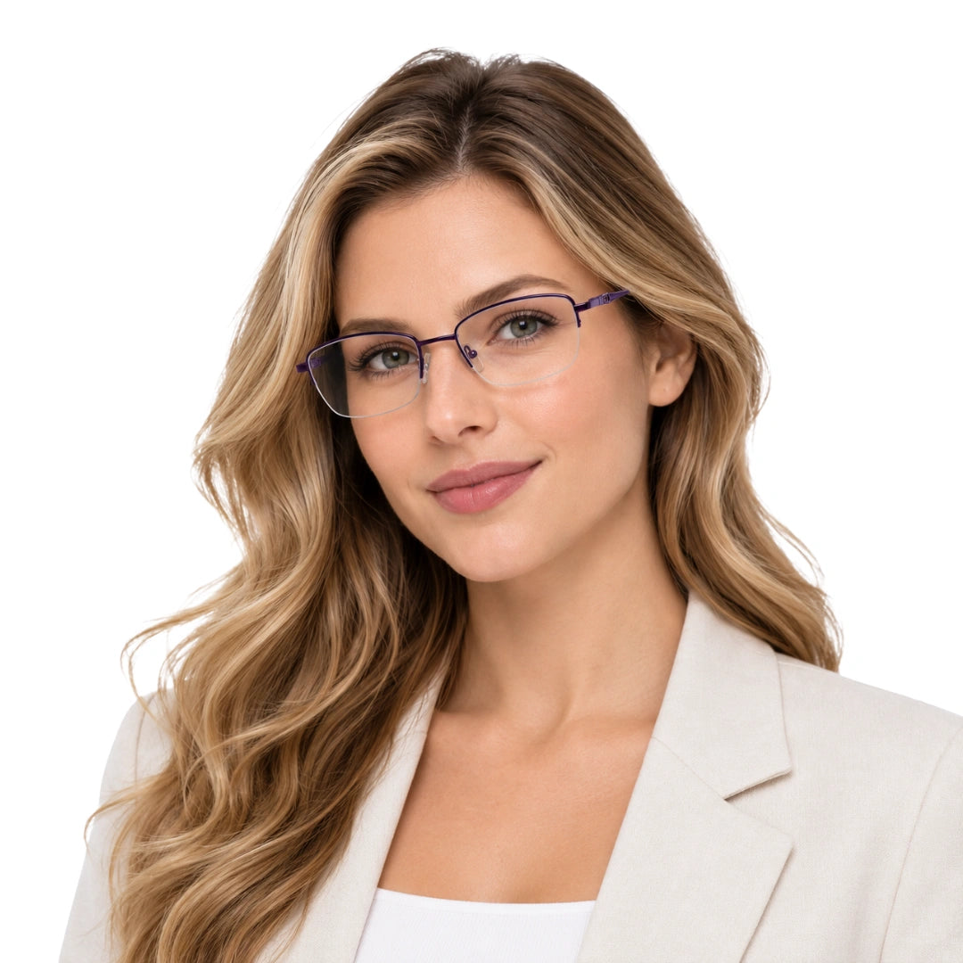 HEART 252107 | Clean-Line Rectangle Half-Rim Optical Eyeglasses-8