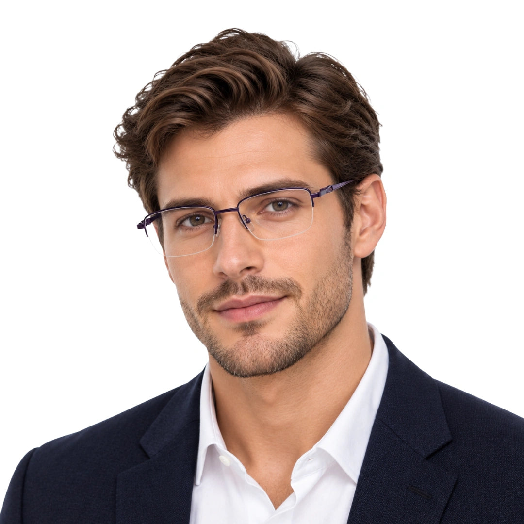 HEART 252107 | Clean-Line Rectangle Half-Rim Optical Eyeglasses-zoom-9