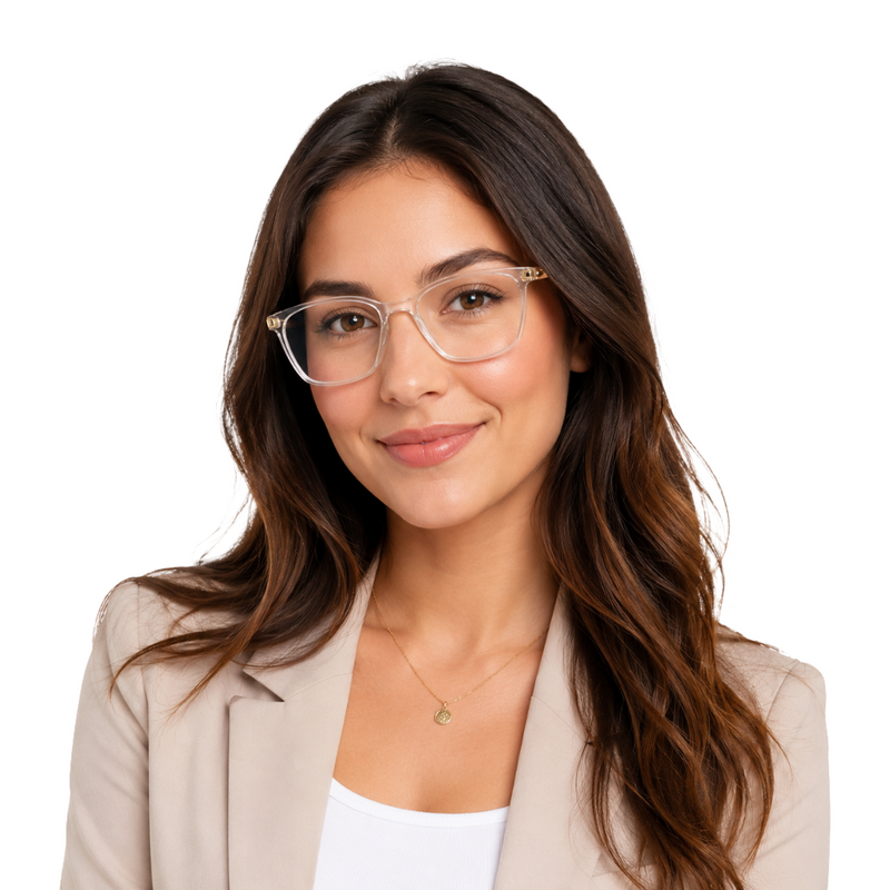 Zoe Miller Iconic Collection – ICN 3565 Square Optical Frame | Transparent White-zoom-