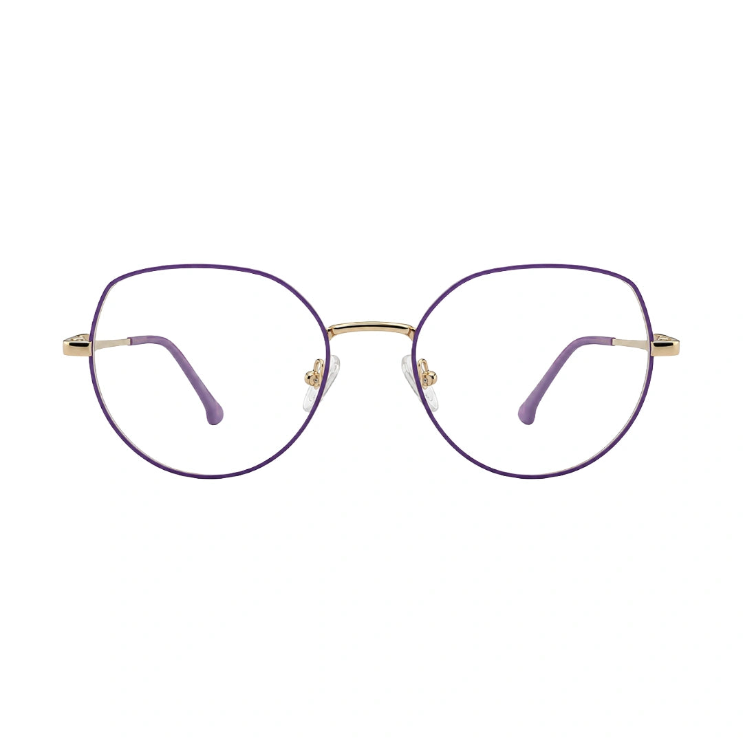 Zoe Miller – ICN 3578 Geometric Optical Frame | Purple with Gold