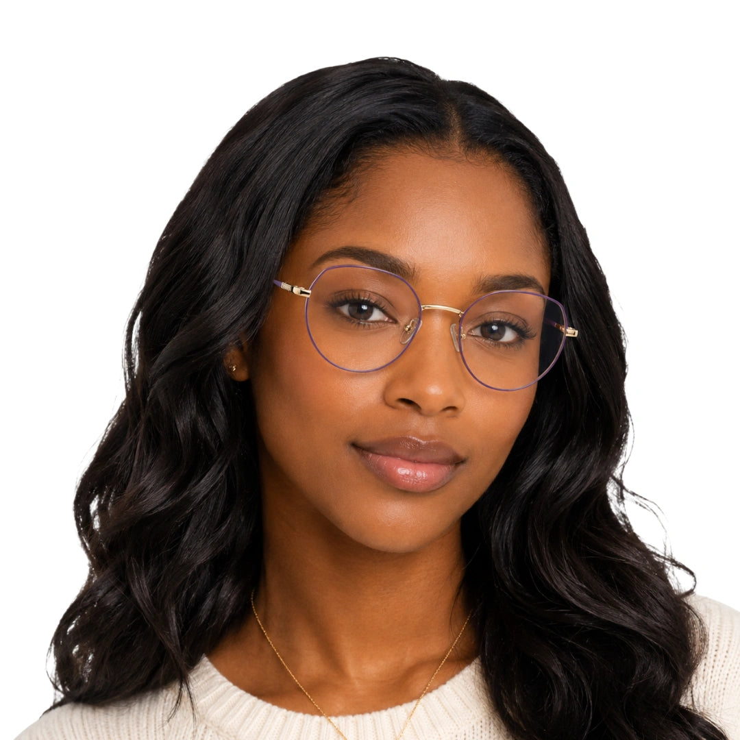 Zoe Miller – ICN 3578 Geometric Optical Frame | Purple with Gold-8