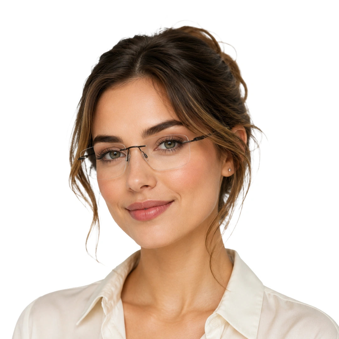 Zoe Miller ICN-3619 Rimless Rectangular Prescription Eyeglasses-zoom-15
