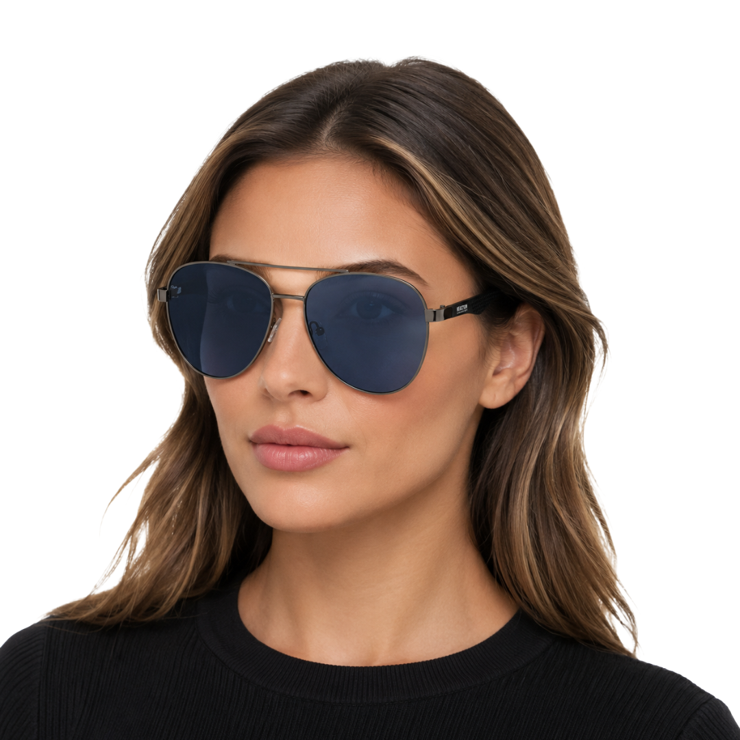 Kenneth Cole Reaction KC1318 Sunglasses – Gunmetal Aviator with Blue Lenses-zoom-6