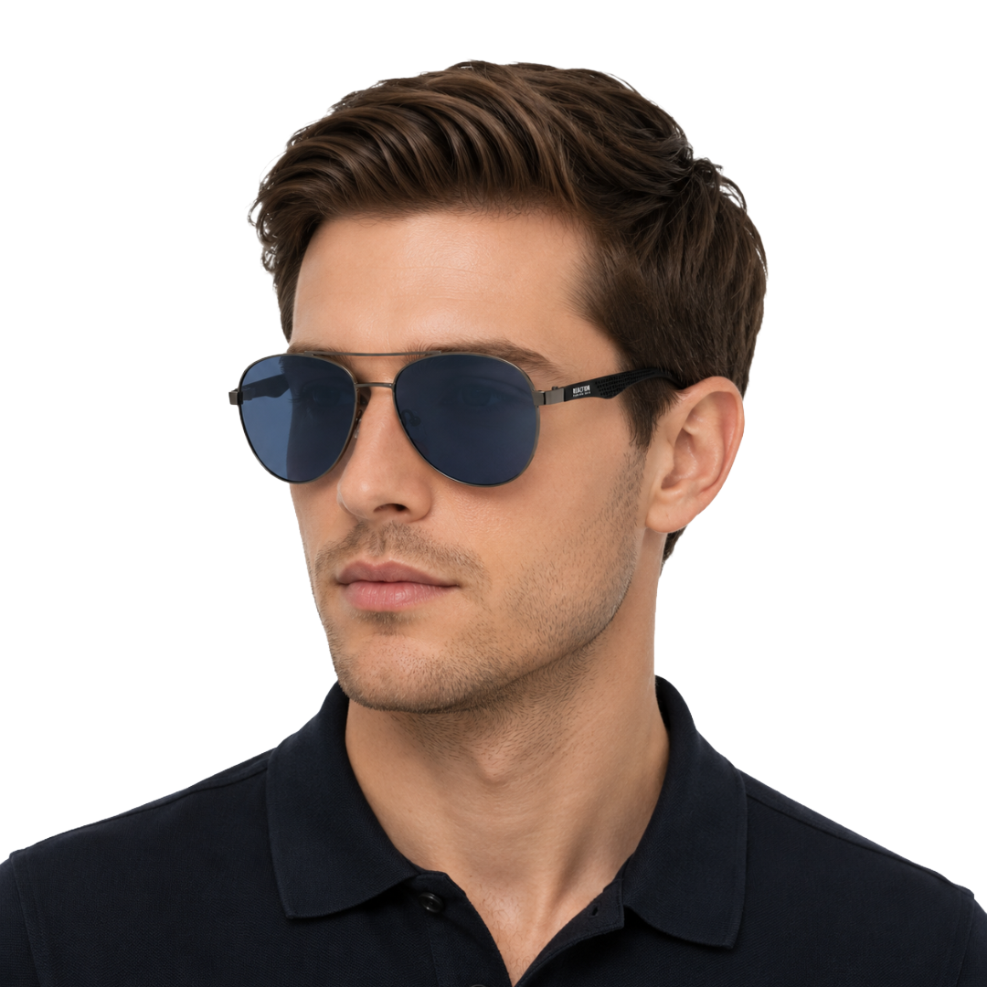 Kenneth Cole Reaction KC1318 Sunglasses – Gunmetal Aviator with Blue Lenses-zoom-7