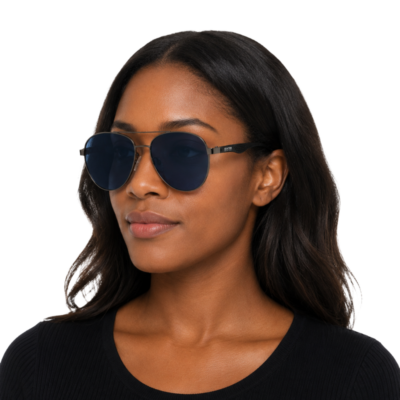 Kenneth Cole Reaction KC1318 Sunglasses – Gunmetal Aviator with Blue Lenses-zoom-