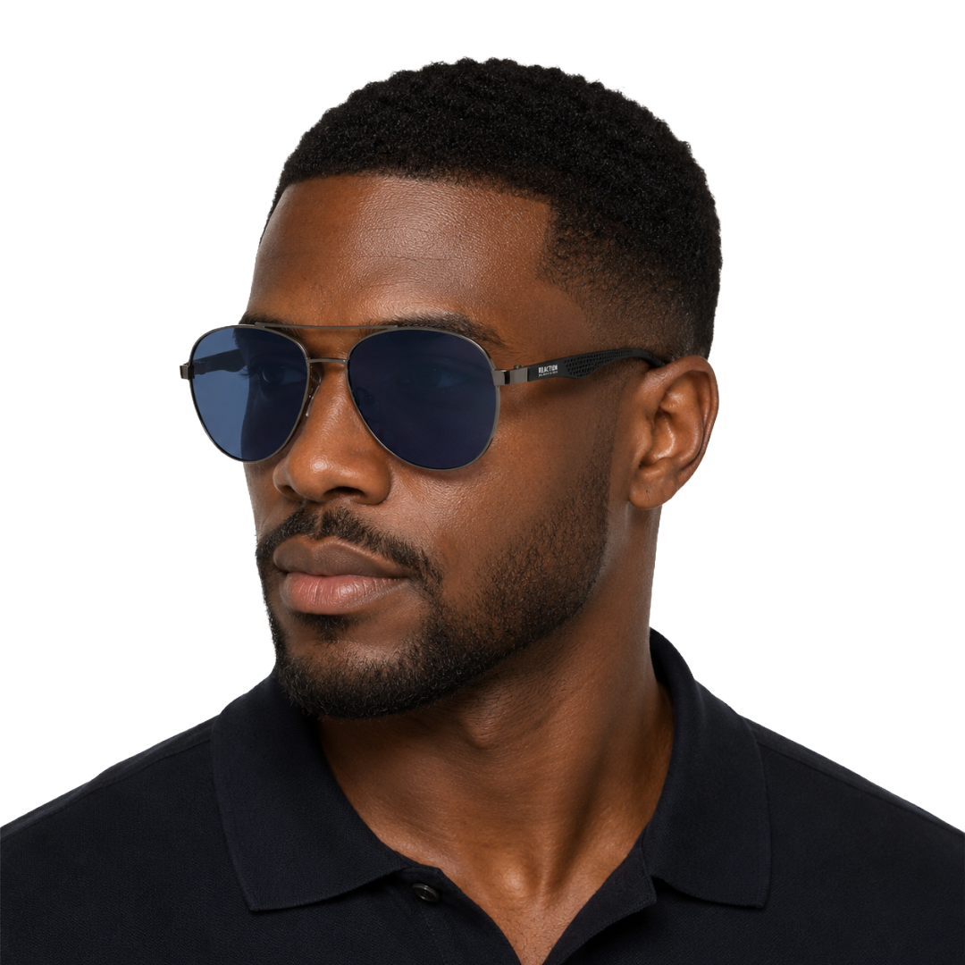 Kenneth Cole Reaction KC1318 Sunglasses – Gunmetal Aviator with Blue Lenses-9