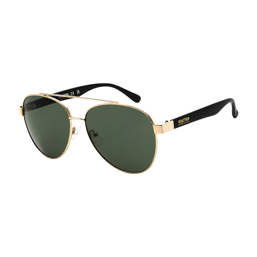 Kenneth Cole Reaction KC1394 Aviator Sunglasses – Gold Frame / Green Lens