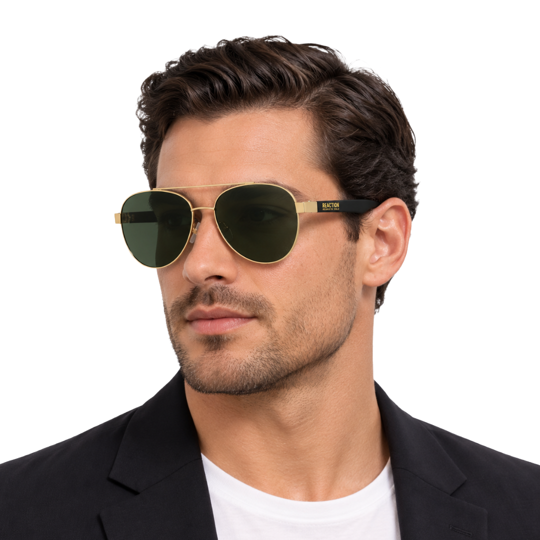 Kenneth Cole Reaction KC1394 Aviator Sunglasses – Gold Frame / Green Lens-7