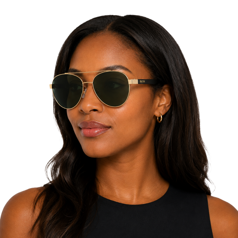 Kenneth Cole Reaction KC1394 Aviator Sunglasses – Gold Frame / Green Lens-zoom-