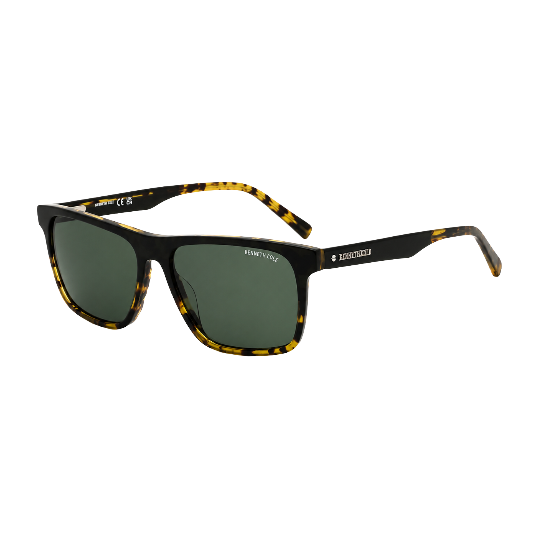 Kenneth Cole New York KCN00040 Rectangle Sunglasses – Black Tortoise / Green Lens
