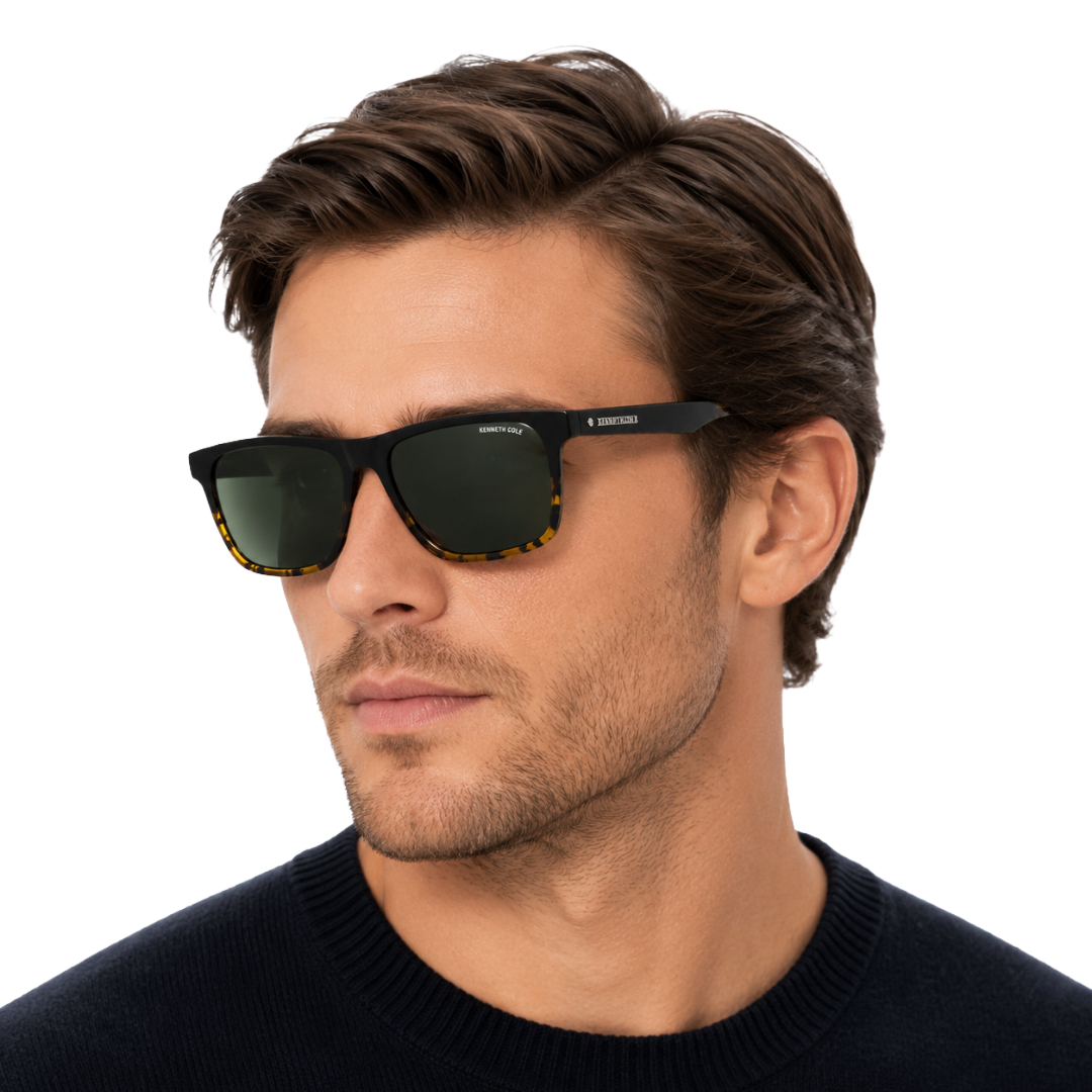 Kenneth Cole New York KCN00040 Rectangle Sunglasses – Black Tortoise / Green Lens-zoom-7