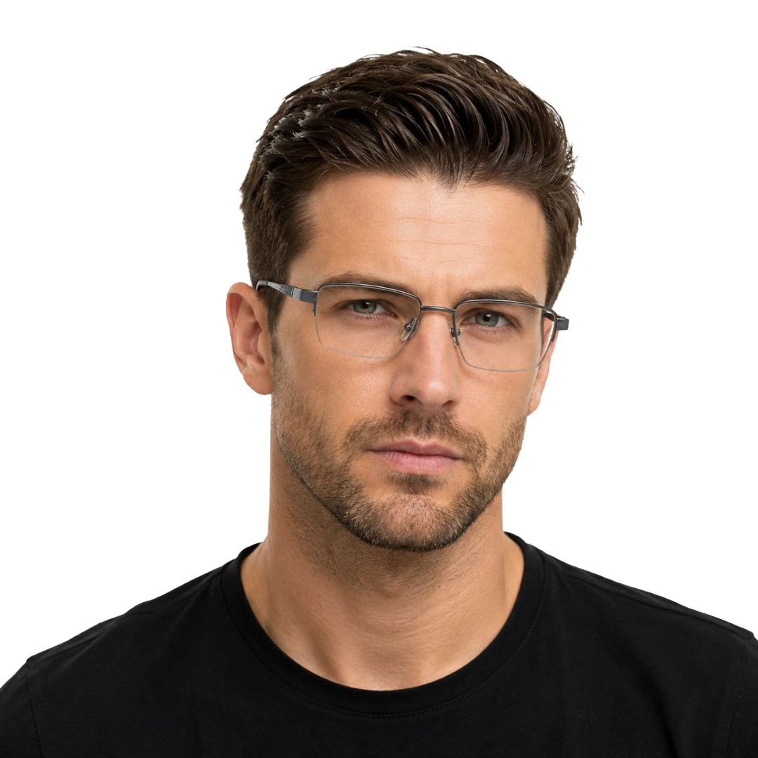 Zoe Miller LUX7614 – Half-Rim Rectangular Metal Eyeglasses | Lightweight Frame for Men & Women-9