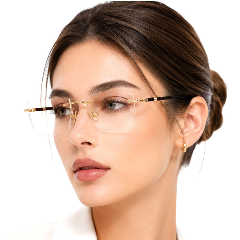 Luxury Collection Prestige Gold Rectangle Eyeglasses LUX 7618-zoom-