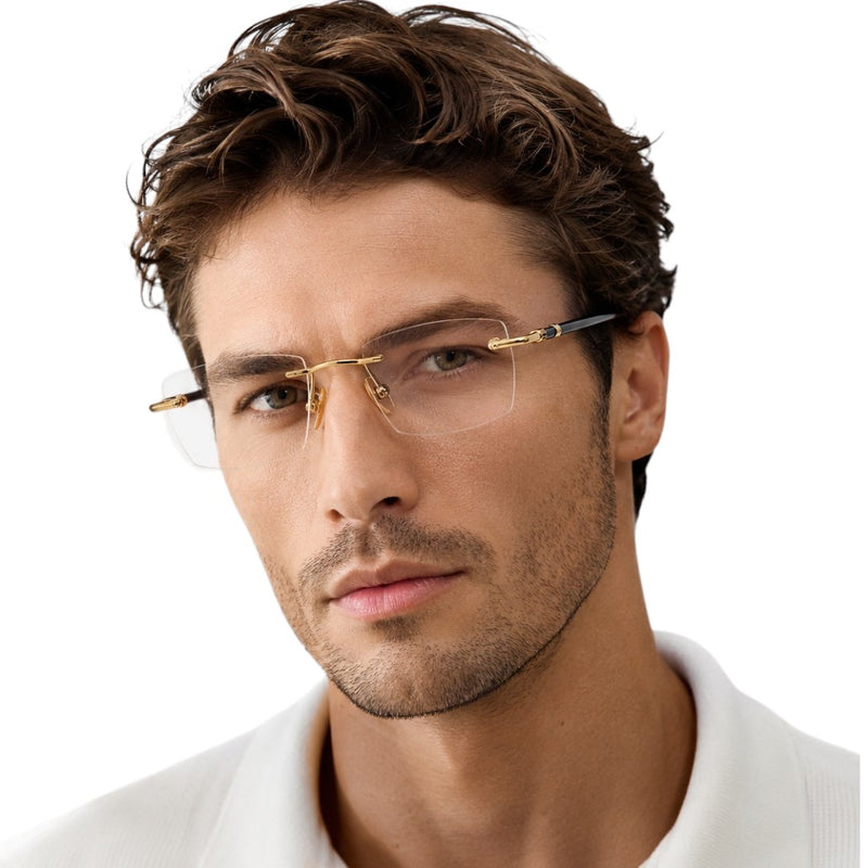 Luxury Collection Prestige Gold Rectangle Eyeglasses LUX 7618-zoom-