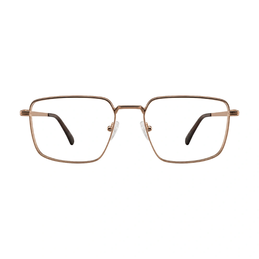 OS ACL Genre 8003 square prescription eyeglasses in gold and brown, front view