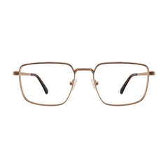 OS ACL Genre 8003 square prescription eyeglasses in gold and brown, front view