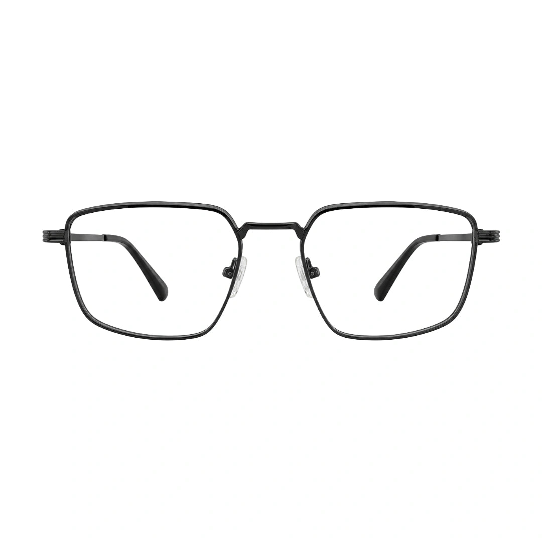 OS ACL Genre 8003 square prescription eyeglasses in gunmetal and black, front view
