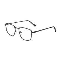 OS ACL Genre 8003 square prescription eyeglasses in gunmetal and black, three-quarter angled view