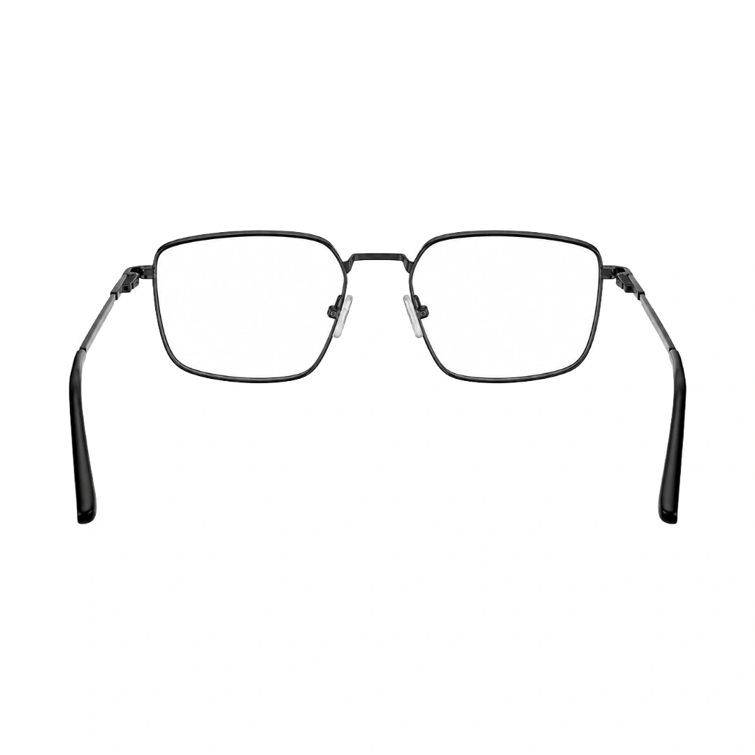 OS ACL Genre 8003 square prescription eyeglasses in gunmetal and black, rear view