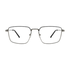 OS ACL Genre 8003 square prescription eyeglasses in silver and black, front view