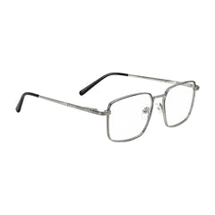 OS ACL Genre 8003 square prescription eyeglasses in silver and black, angled view