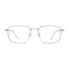 OS ACL Genre 8003 square prescription eyeglasses in silver and white, front view