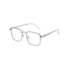 OS ACL Genre 8003 square prescription eyeglasses in silver and white, three-quarter angled view