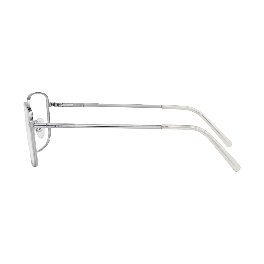 OS ACL Genre 8003 square prescription eyeglasses in silver and white