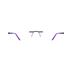 OS BD 56806 classic rimless rectangle prescription frame in purple, front view