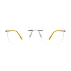 OS BD 56806 classic rimless rectangle prescription frame in yellow, front view